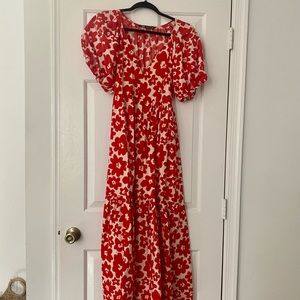 Zara Floral Poplin Midi Dress